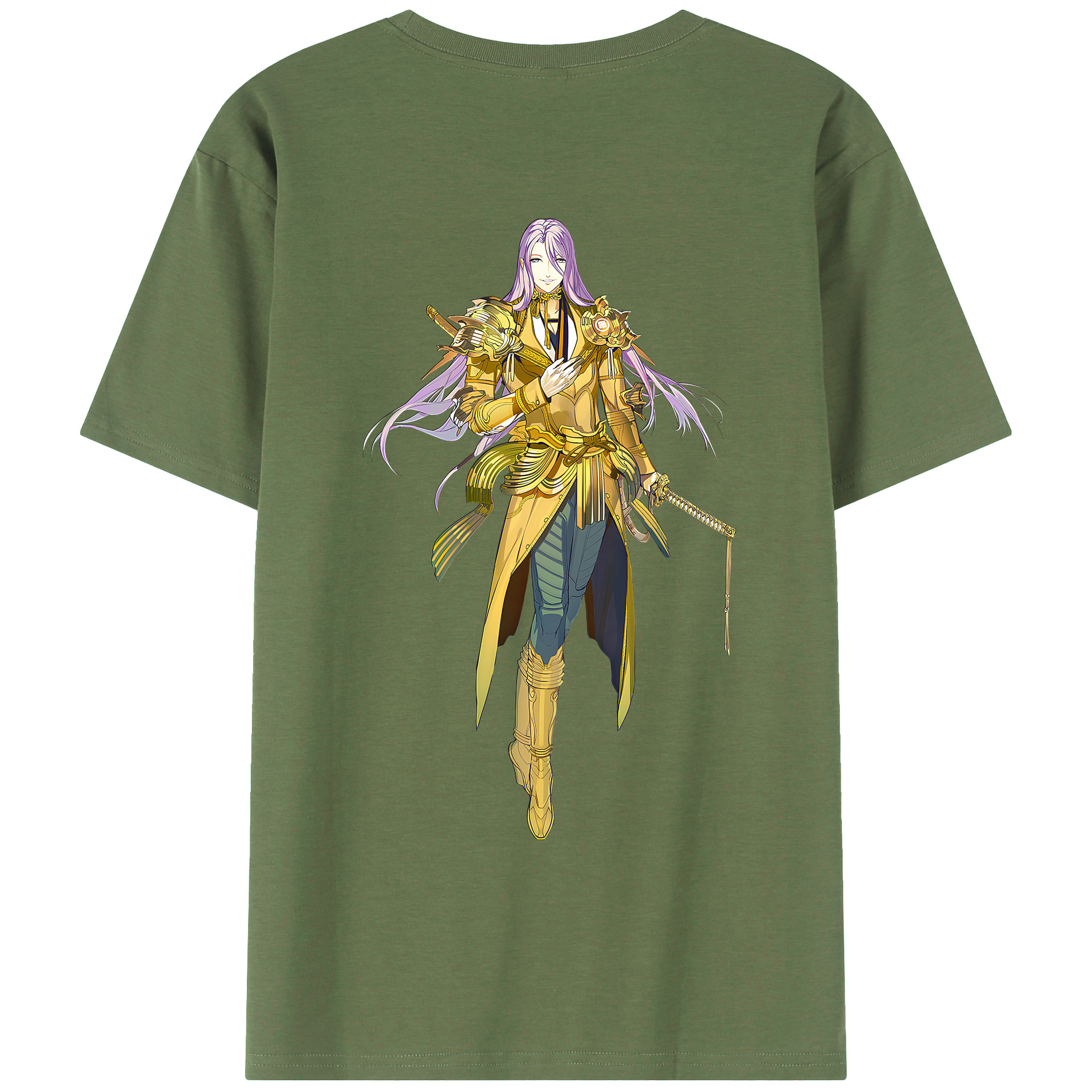 （画像用） 刀剣乱舞 Touken Ranbu 綿100％ メンズ半袖Tシャツ（バックプリント） 通気性